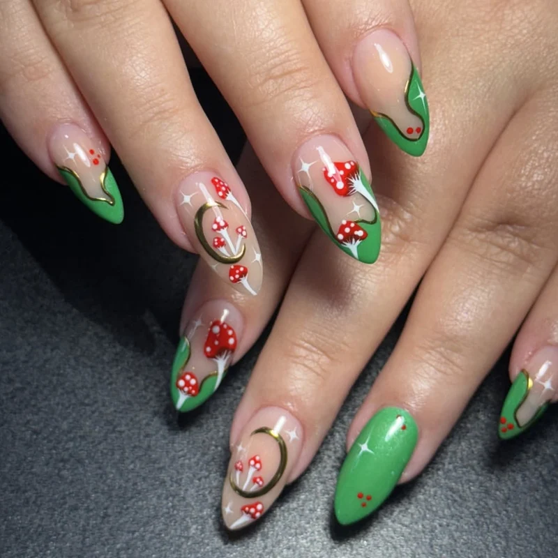 Künstlerische Stiletto-Nagelverlängerungen mit floralen Akzenten Karnz