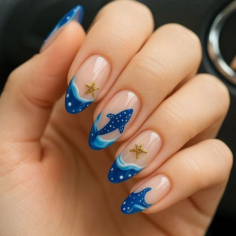 Künstlerische vom Ozean inspirierte Stiletto-Nagelkunst Karnz
