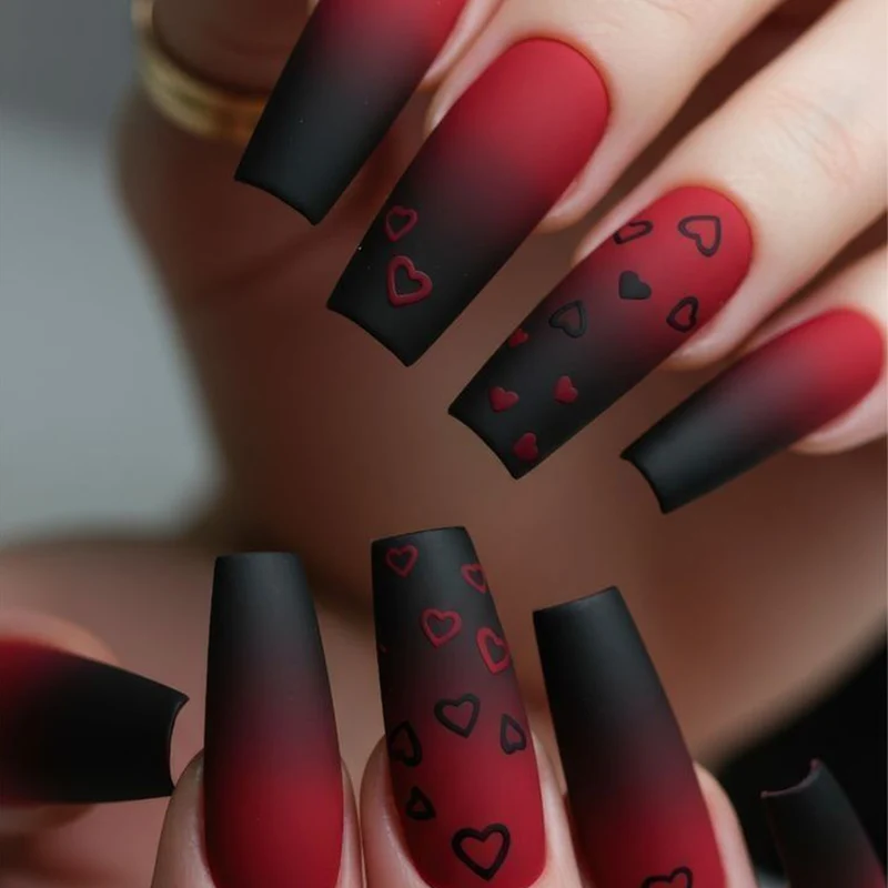Künstlerisches Herz-Design Acryl Nail Art Extensions Karnz