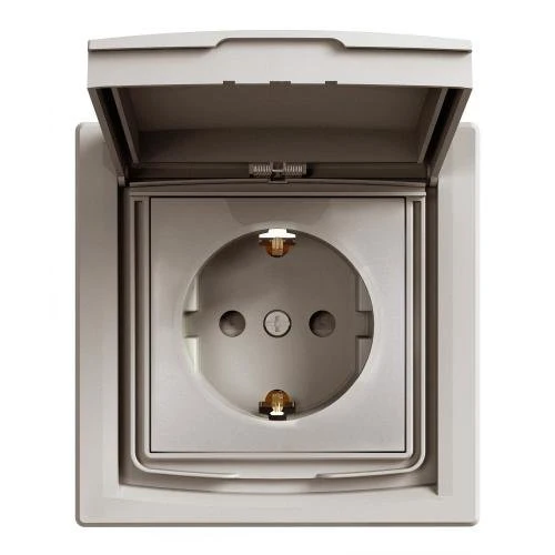 Schneider EPH3100369 Asfora Single Socket Outlet with Lid IP44 16A Bronze