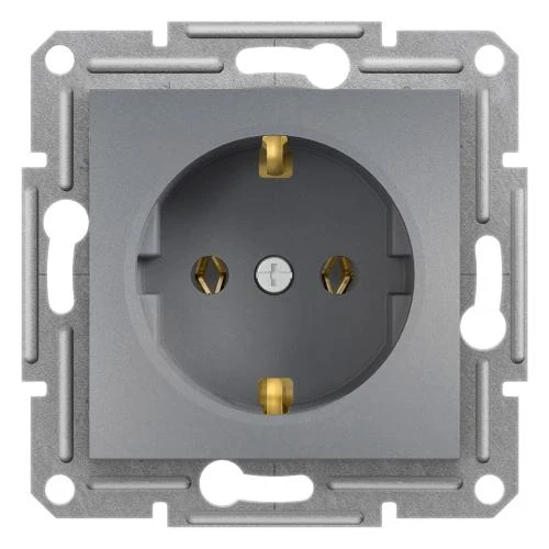 Schneider EPH2900162 Asfora Single Socket Outlet 2P+E 16A 250V AC Steel