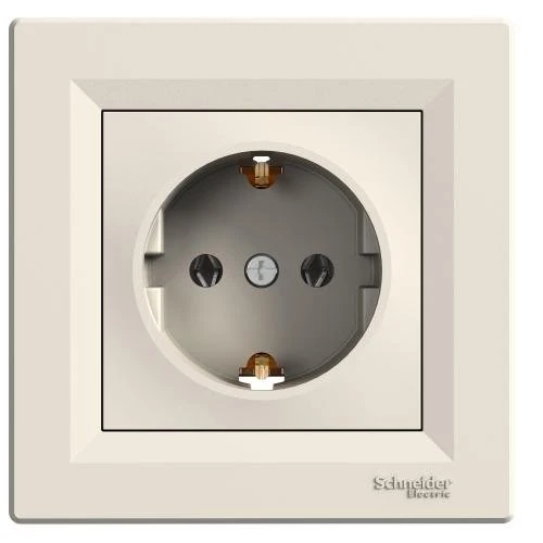 Schneider EPH2900123 Asfora Single Socket Outlet 16A 250V AC Cream