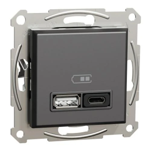 Schneider Asfora EPH2700471 USB Charger A+C 3A 45W Anthracite