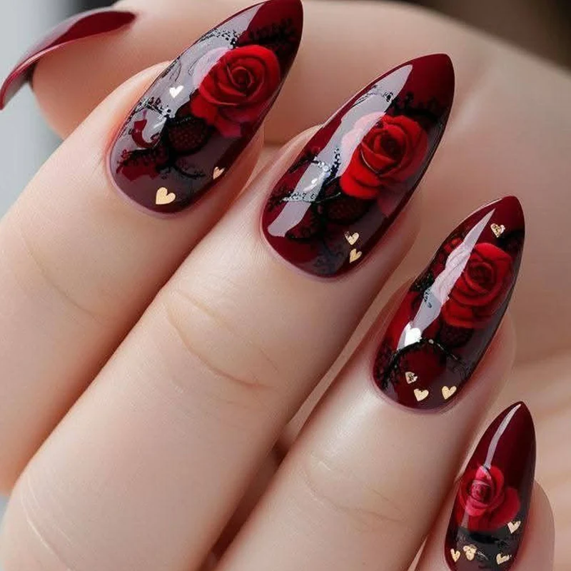 Künstlerische florale Stiletto-Nagelkunstverlängerungen Karnz