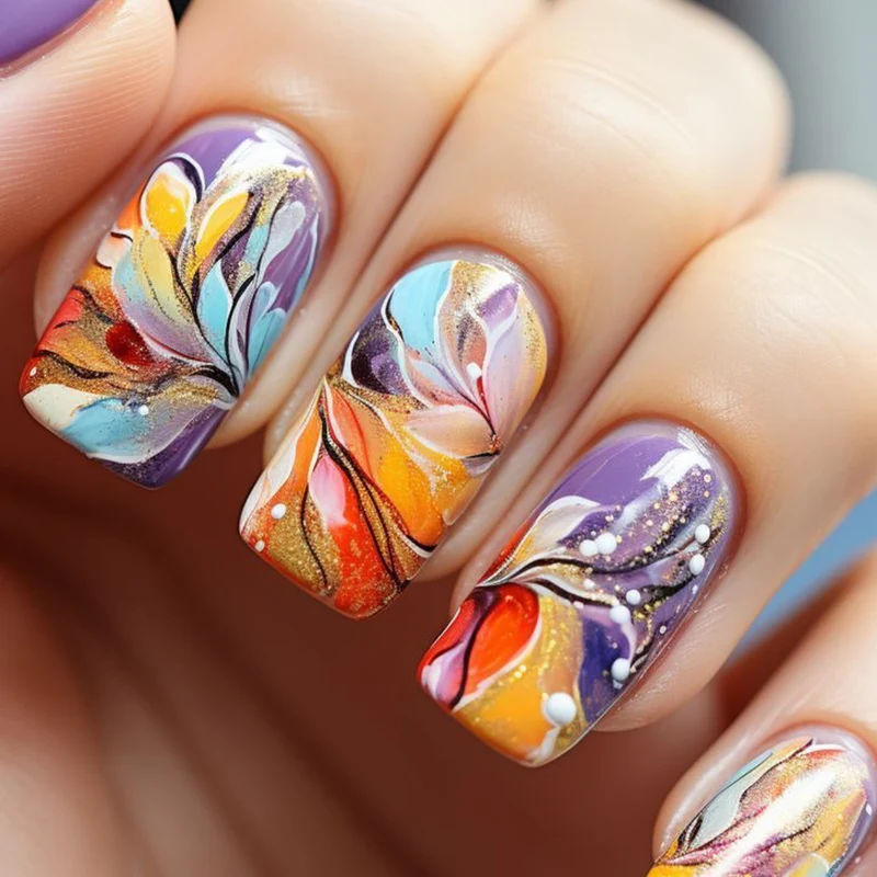 Künstlerische Florale Gel-Nagelkunstverlängerungen Karnz