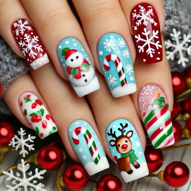 Künstlerische Weihnachts-Themen 3D Nagelkunstverlängerungen Karnz