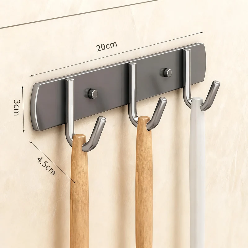 Edelstahl-Küchenhalter mit mehreren Haken