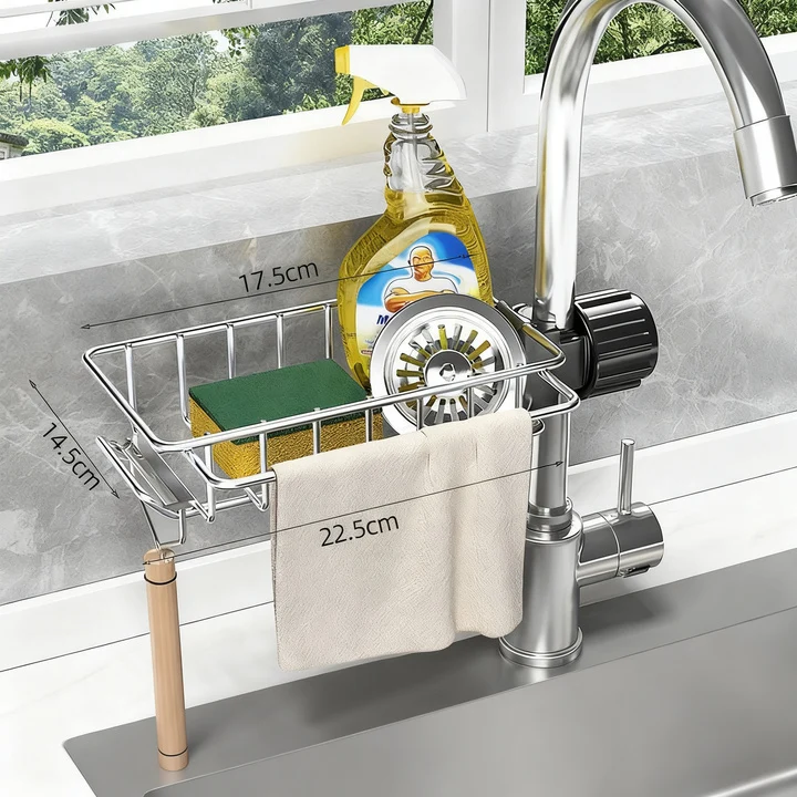 Edelstahl-Ablagekorb für Spüle und Wasserhahn