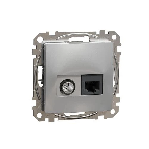 Schneider SDD113469T Sedna TV+RJ45 Cat6 Socket Male Term. Aluminium
