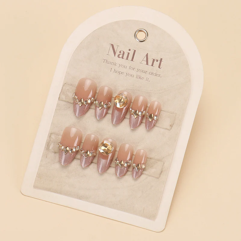 Glamouröses Stiletto Press-On Nagelkunstset mit Strass-Accents Karnz