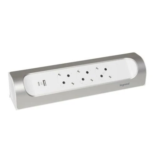 Legrand 694504 Angle Multi-Outlet Extension 3-Socket USB-A/C Kitchen White