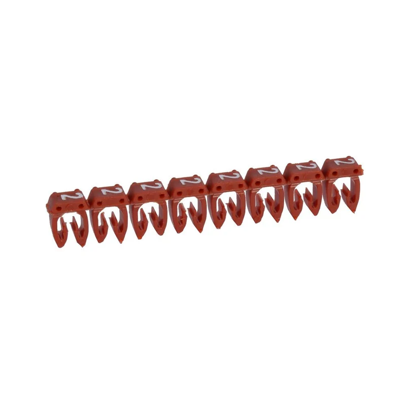 Legrand 038102 CAB3 Wire Marker Number '2' Red 0.15 to 0.5 mm² Strip of 25