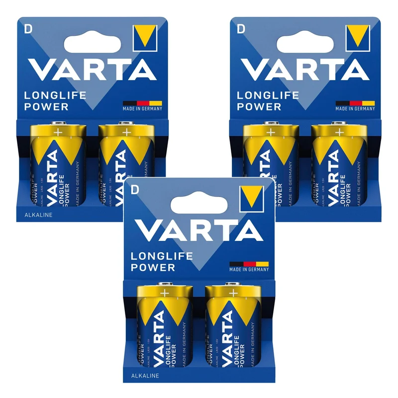 6x R-20-Batterie (R20 D), 1,5 V, Alkali, Longlife Power, Varta