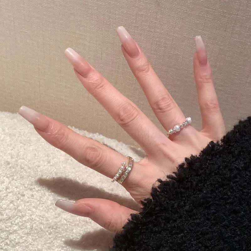 Elegante Lange Sargförmige Press-On Nägel Karnz