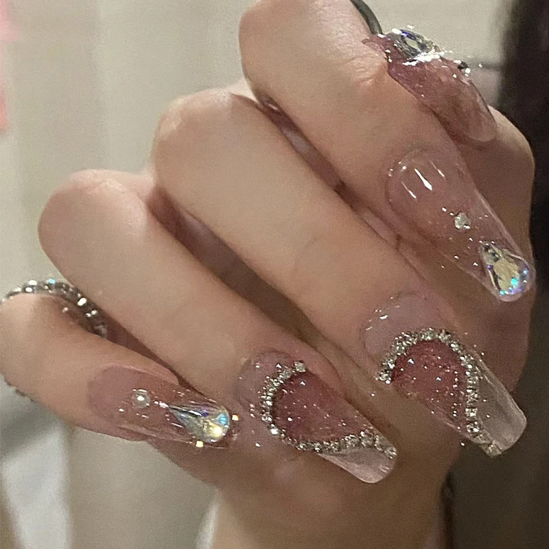 Premium mit Strass verzierten Press-On Nägel Karnz