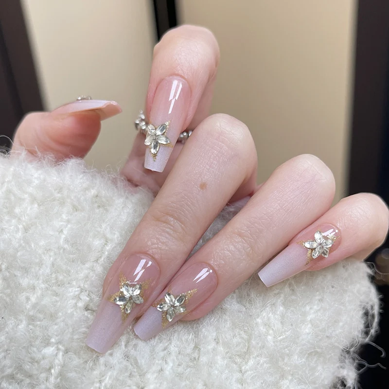 Premium Floral Verzierte Press-On Nagelset Karnz
