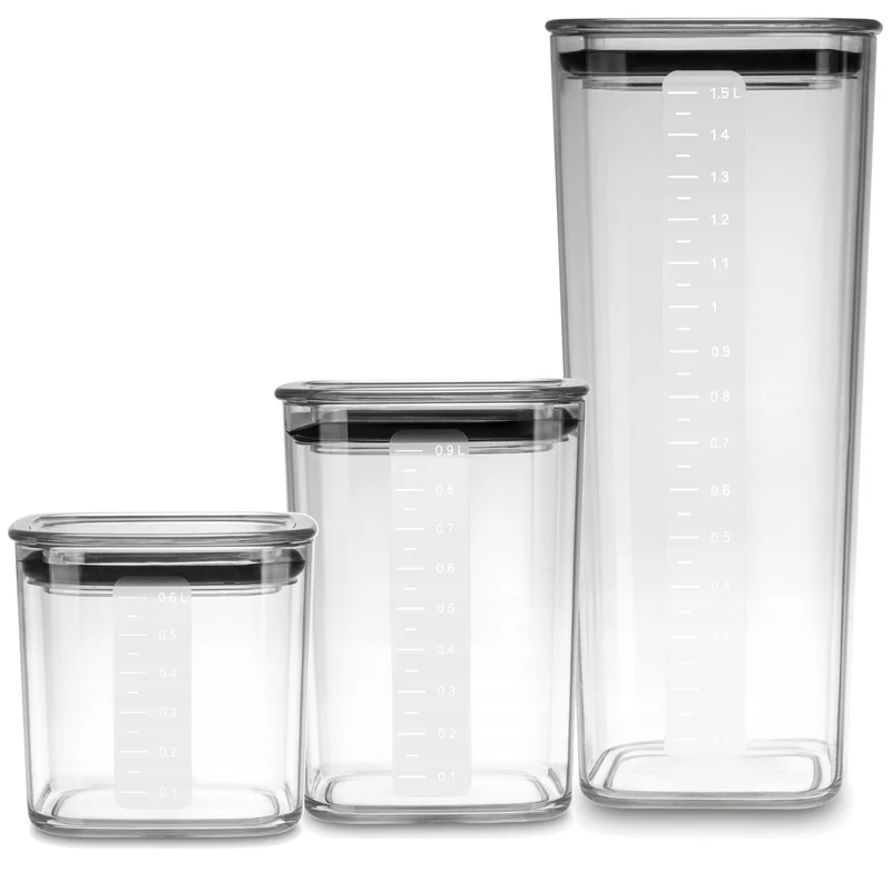Practic-Küchenbehälter für lose Lebensmittel, Fassungsvermögen 0,6 l, 0,9 l, 1,5 l, Deckel mit Dichtung,