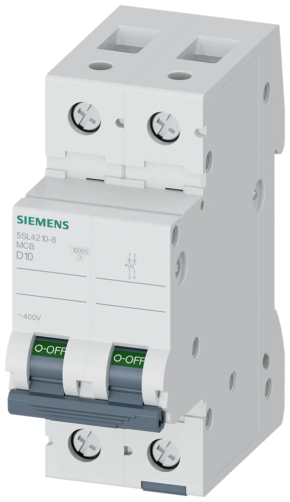 Siemens 5SL4210-8 2-Pole Miniature Circuit Breaker 10 A Type D