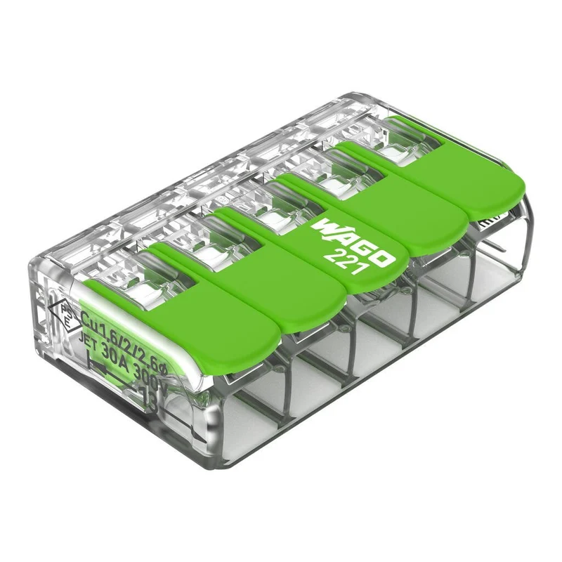 WAGO 221-625 Splicing Connector with Levers 5-Conductor 6 mm² 41 - Pack of 15