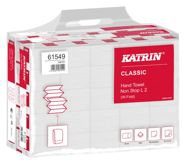 KATRIN Falthandtuch Classic W-Falz 2-lagig 24x32 cm 3000 Stück