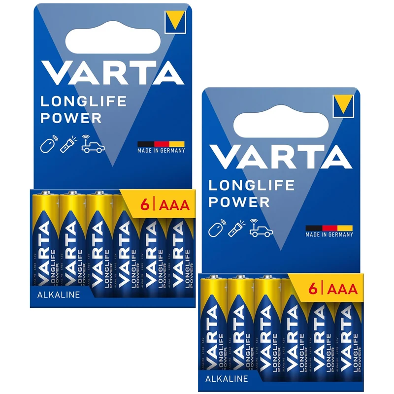 12x Batterie R-03 R03 AAA LR06 1,5 V VARTA Longlife Power Alkali