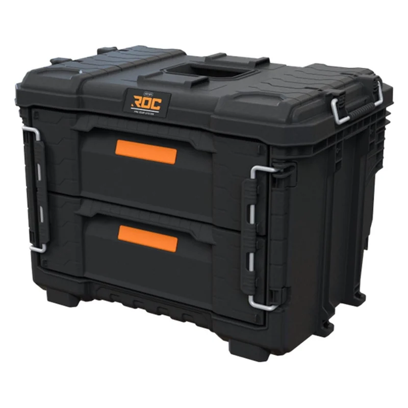 Keter ROC Pro Gear 2.0 XL-Werkzeugkasten, mit zwei Schubladen, integrierten Trennwänden, Platz für ein Vorhängeschloss, Verschlüssen an der Vorderseite, 259841