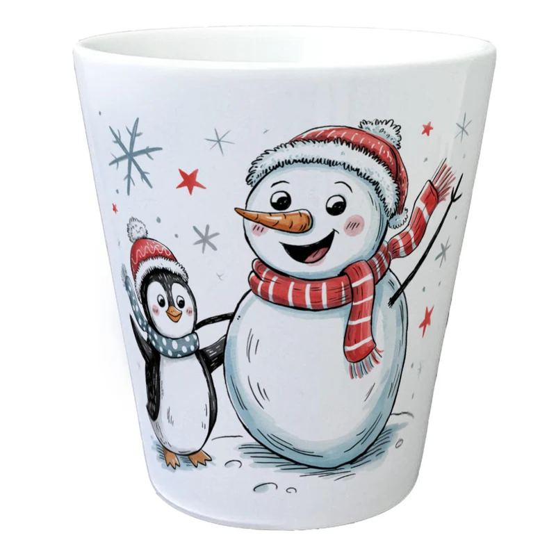 Schneemann Pinguin Blumentopf für Winterfreunde
