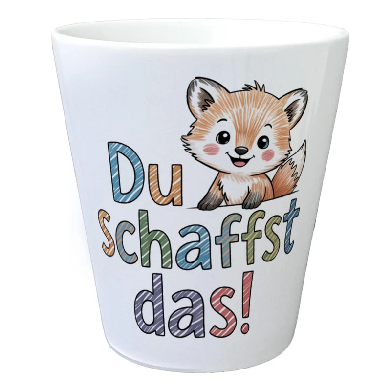Fuchs mit Spruch Du schaffst das! Blumentopf