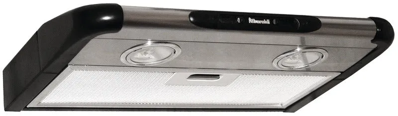 Baraldi Abluft-Dunstabzugshaube Flat 12V, 2 LED Spots 40cm, schwarz/silber