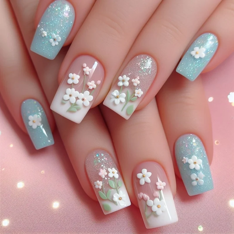 Kunstvolle Nageldesigns mit floralen Akzenten Karnz