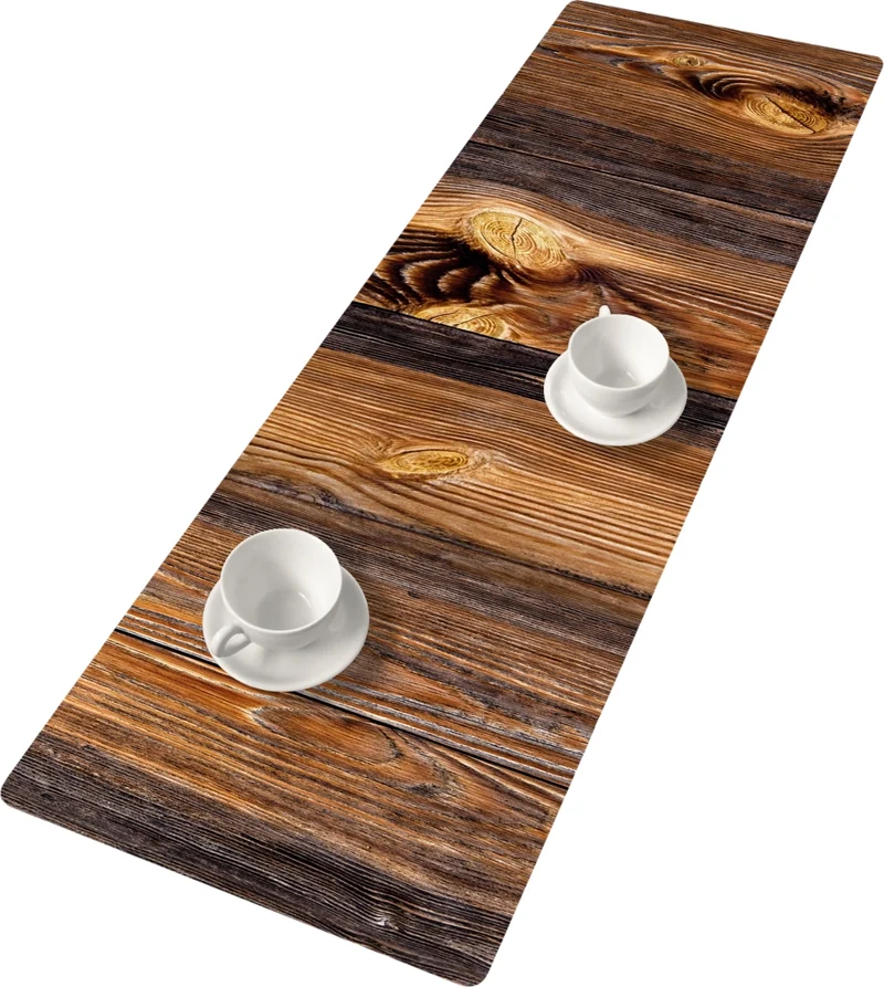 Tischläufer Tischband Tischdecke aus Filz mit Muster Tisch-Deko Pflegeleicht 95 x 33 cm Holz