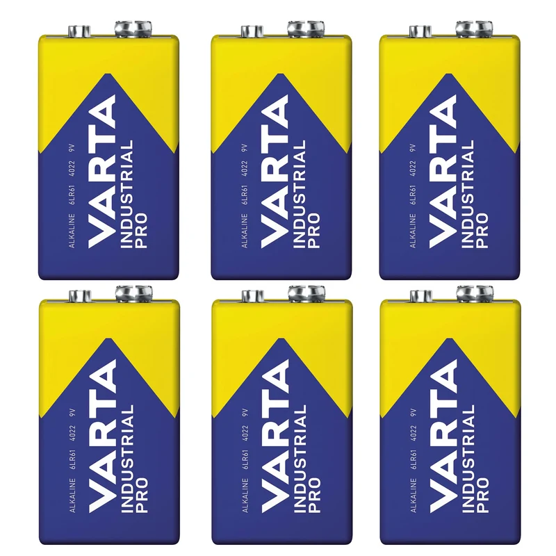 6x Batterie R9V R-9 6LR61 9V R-9 Alkali Varta Industrial Pro