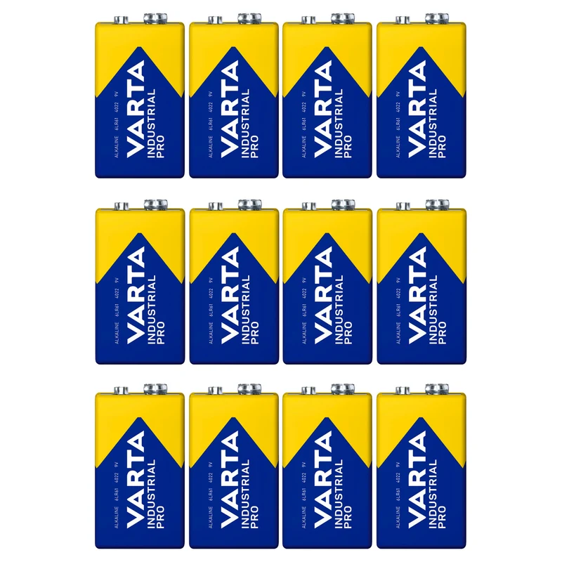12x Batterie R9V R-9 6LR61 9V R-9 Alkaline Varta Industrial Pro