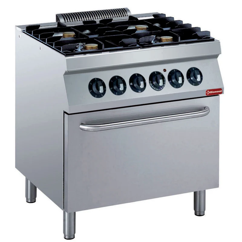 Profi Gas-Standherd , 4 Brenner à 5,5 kW , Elektrobackofen GN 2/1, G17/4BFE8-230/3--N