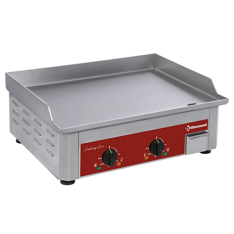 Profi Elektro-Grillplatte 60 cm , 2 getrennte Heizzonen , Glatte Bratfläche, FTE-60/XC