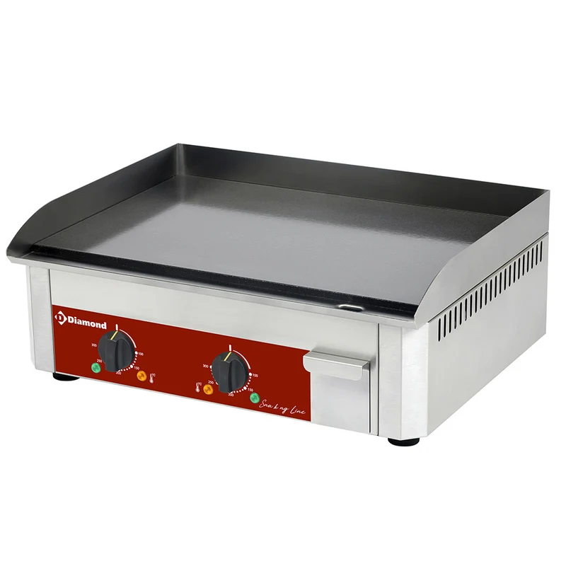 Profi Elektro-Grillplatte 60 cm , 2 Heizzonen , Emailliert, FTE-60/SS