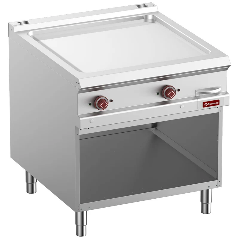 Elektro Griddleplatte, hartverchromt & glatt, 800 mm, mit offenem Unterbau, E9/PLCA8-N