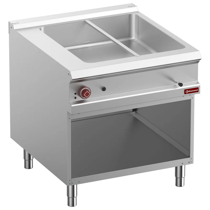 Profi Bain-Marie elektrisch , 8x GN 1/3 , Offener Unterbau , Bautiefe 900 mm, E9/BMA8-N