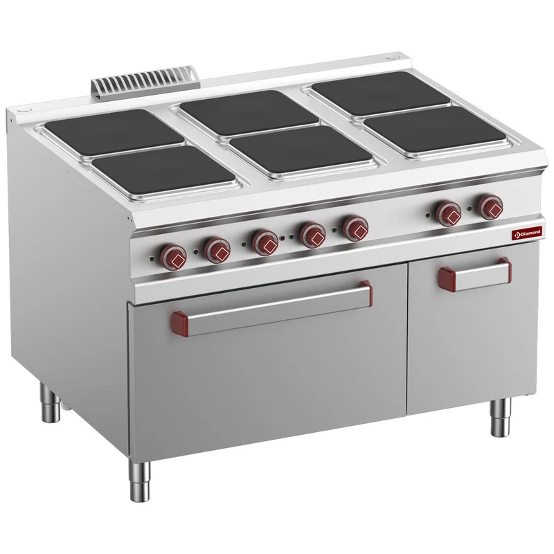 Profi Elektro-Standherd 900 , 6 Platten & GN 2/1 Backofen , 120cm, E9/6PQFA12-N