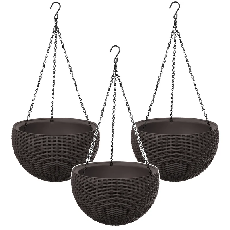 Hängender Blumentopf Keter Sphere Planter, Farbe: Braun, 3 Stück