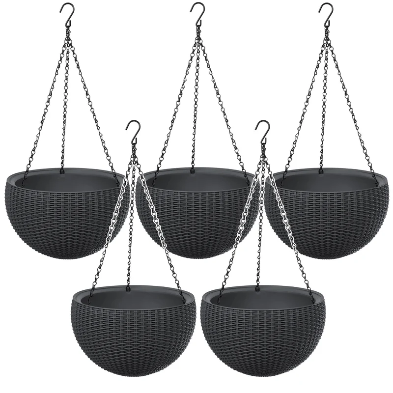 Hängepflanzgefäß Keter Sphere Planter, Farbe Anthrazit, 5 Stück