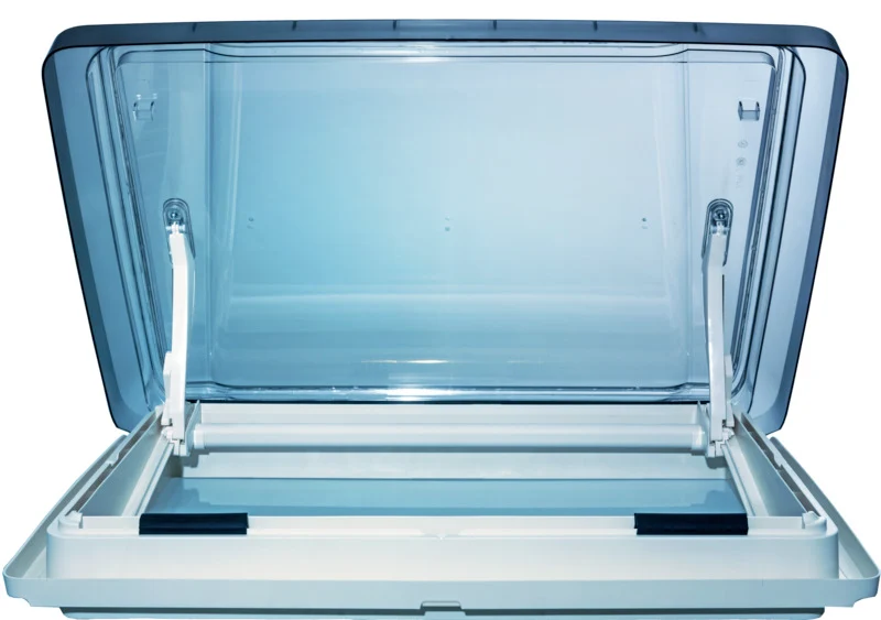 Dachhaube, 70x50cm Ausschnitt, Vision Star L pro, Rauchglas, Rahmen weiss, mit LED, Doppelplissee