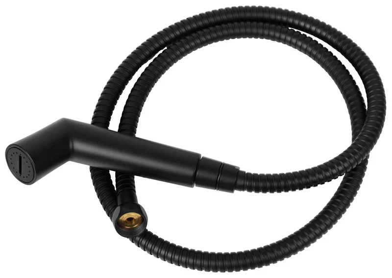 Camp4 Duschset mit Absperrschieber – 150 cm Schlauch, schwarz matt