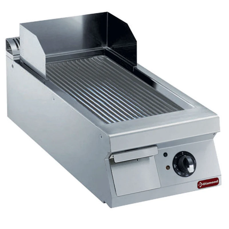 Profi Elektro-Grillplatte gerillt , 40cm Edelstahl-Ausführung , 7,5 kW, E22/PR4T-230/3--NE