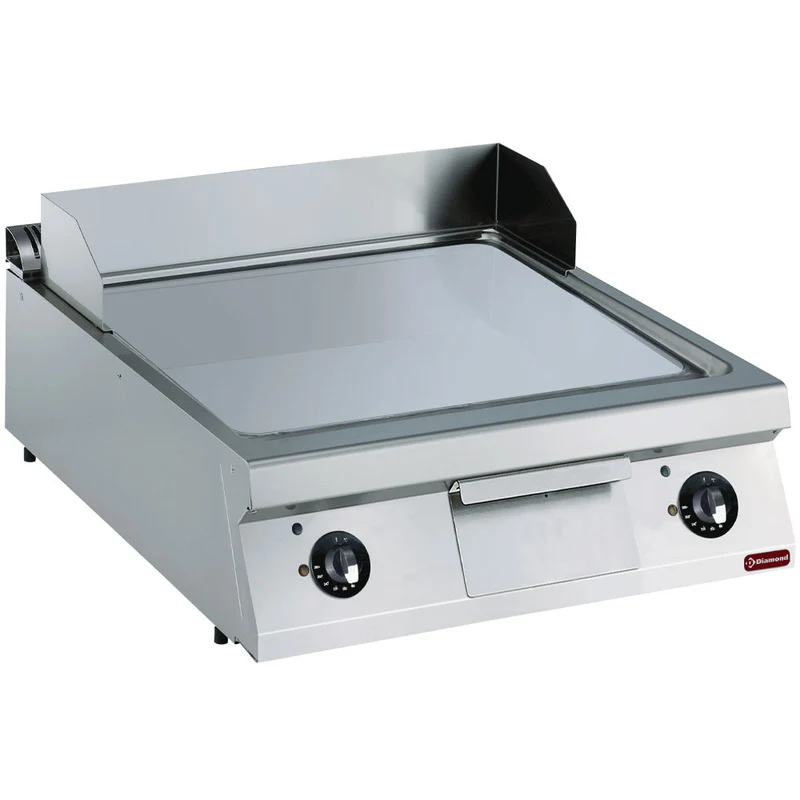 Profi Elektro-Bratplatte 80cm , Glatte Hartchrom-Oberfläche , 2 Heizzonen, E22/PLCD8T-N