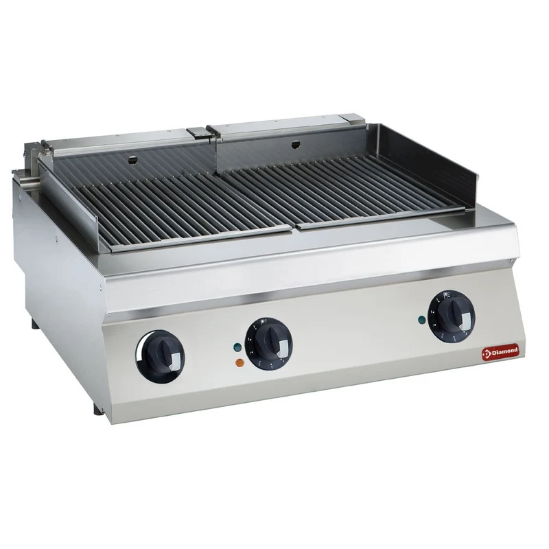 Hochleistungs-Elektrogrill 800 mm , Edelstahl Tischgerät , 2 Grillzonen, E22/GPLP2-HP