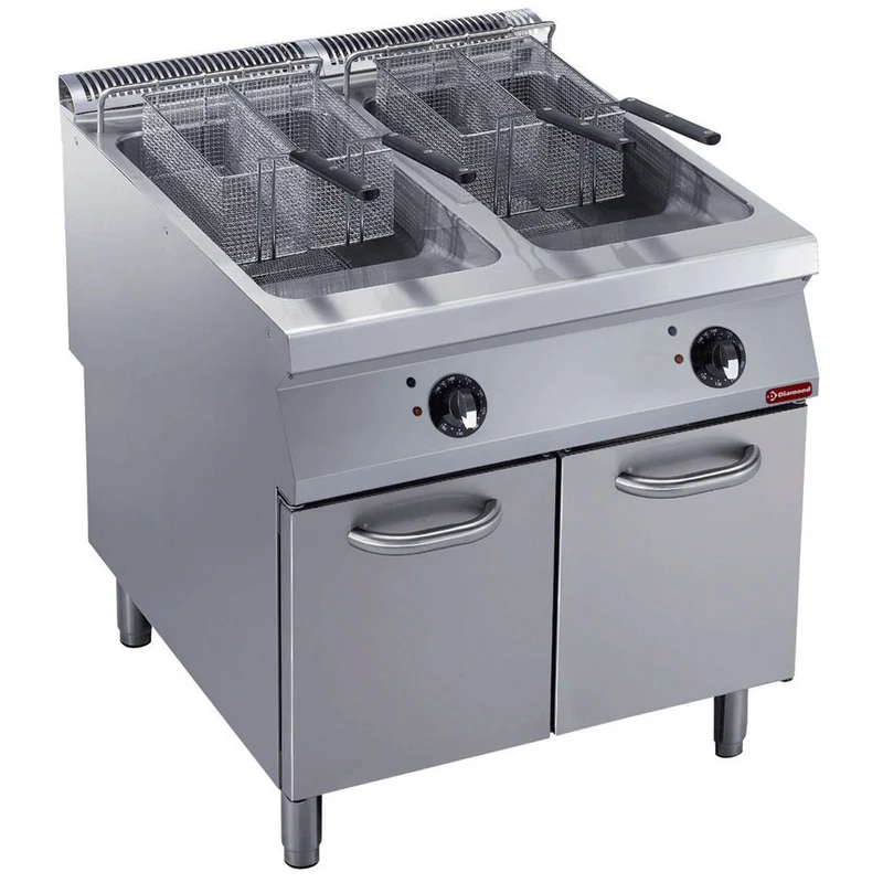 Profi Elektro-Doppelfritteuse 2x23 Liter mit Unterbau, E22/F46A8-S