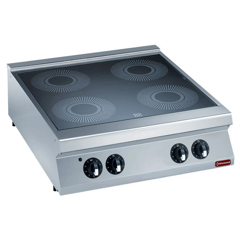 Profi Ceran-Kochfeld 4 Zonen – Tischgerät , Edelstahl , 13,6 kW, E22/4VC8T-230/3--N