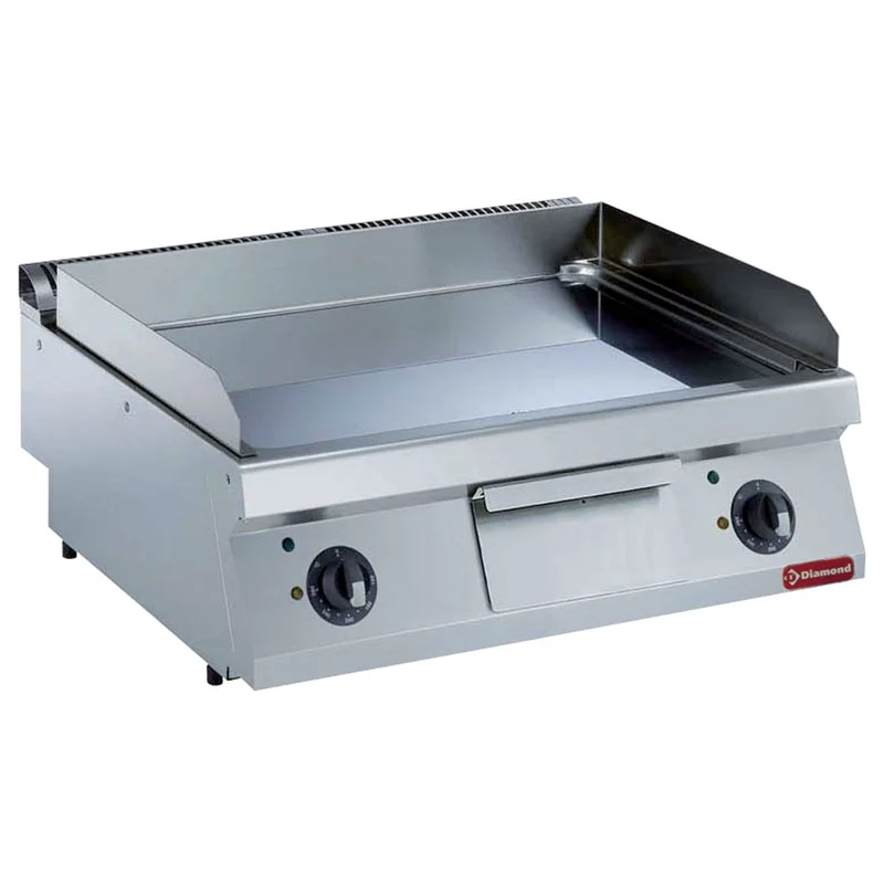 Profi Elektro-Bratplatte, glatt , 2 Heizzonen , 800 mm, E17/PL8T-NE