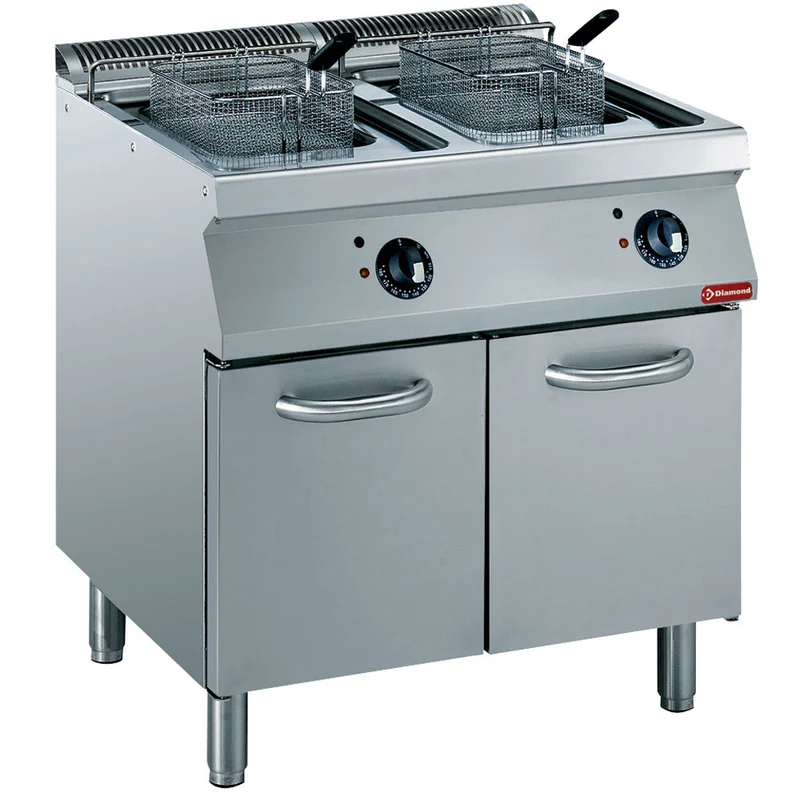 Profi Elektro-Doppelfritteuse 2x15 Liter , Standgerät mit Unterschrank, E17/F30A8-230/3--N